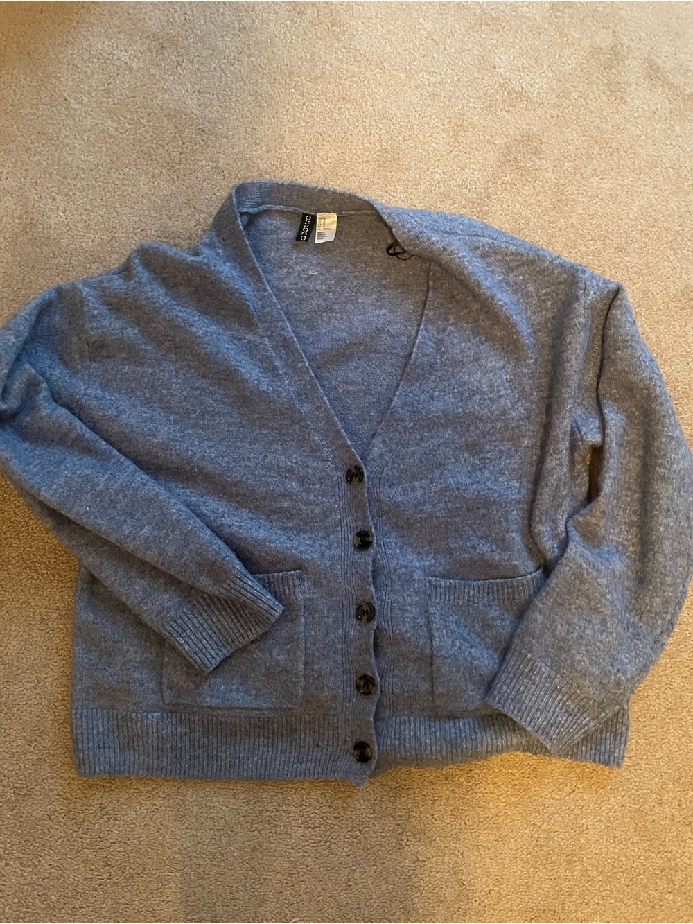 Divided Heather Blue V-Neck Button Front Cardigan